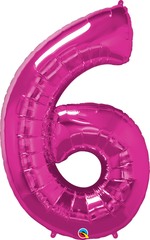 Number 6 Foil Balloon- Pink