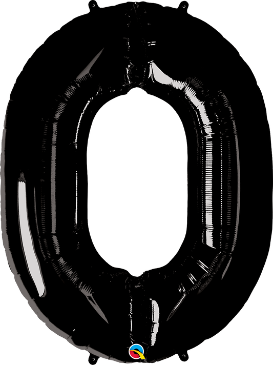 Number 0 Foil Balloon - Black