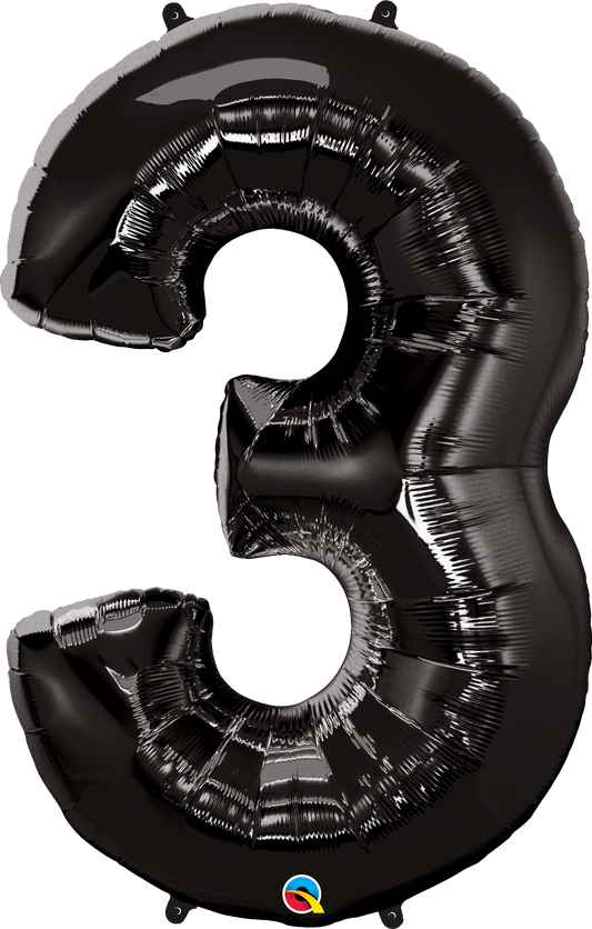 Number 3 Foil Balloon- Black