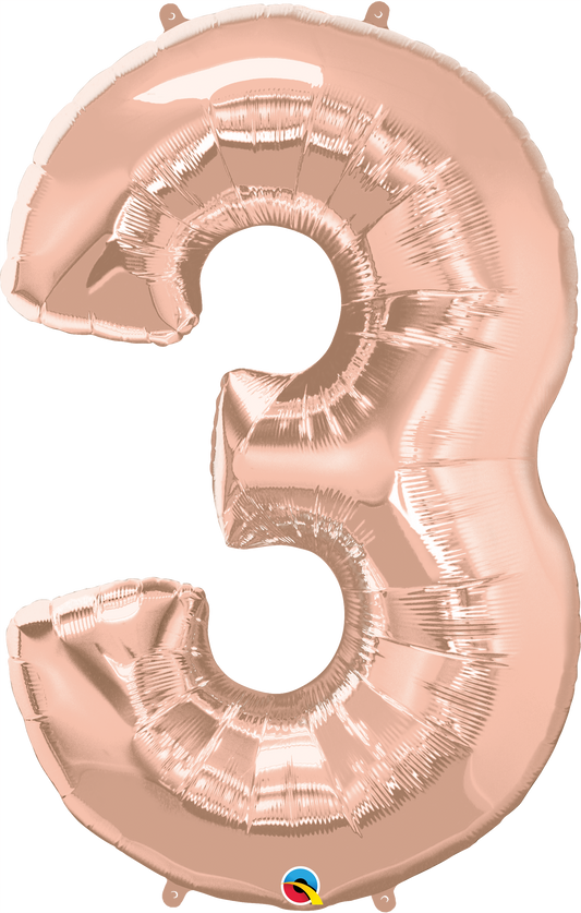 Number 3 Foil Balloon- Rose Gold
