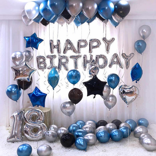 Blue, Silver and Black birthday arrangement