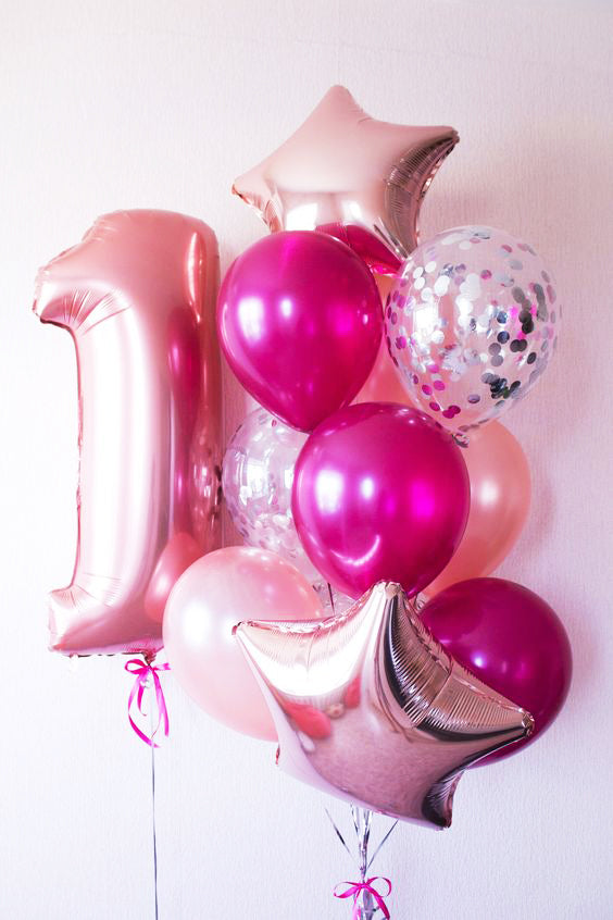 Think Pink with Number Balloon Bouquet