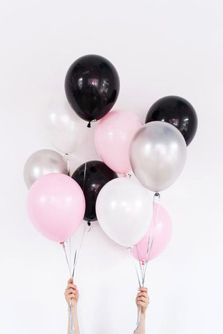10X Balloon Bouquet in Black White Pink Color