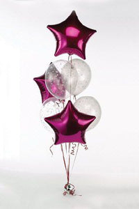 Burgundy Stars with Confetti Balloons Bouquet