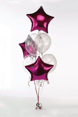 Magenta Stars with Confetti Balloons Bouquet