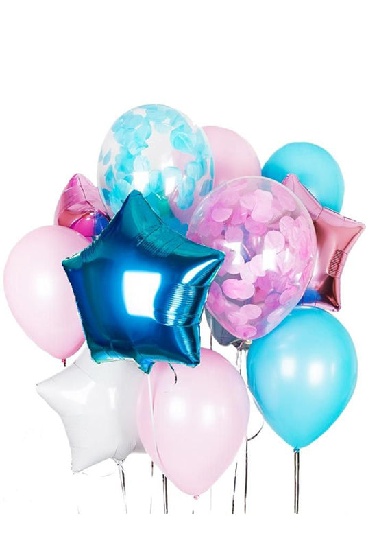 Blue and Pink with Confetti Balloon Bouquet