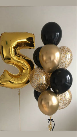 Black and Gold Balloon Bouquet