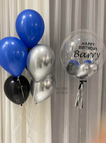 Customized bubble balloon-Blue, Black and Silver
