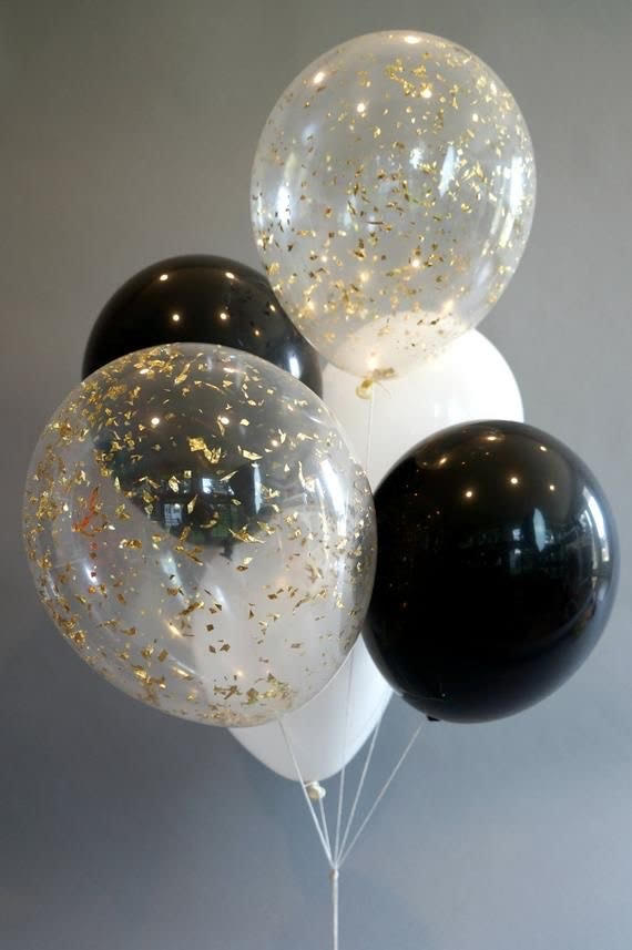Black and white with Confetti Balloon bouquet