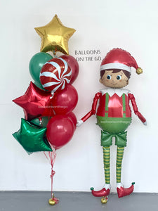 Jolly Christmas Elf Balloon and Xmas Balloon Bouquet
