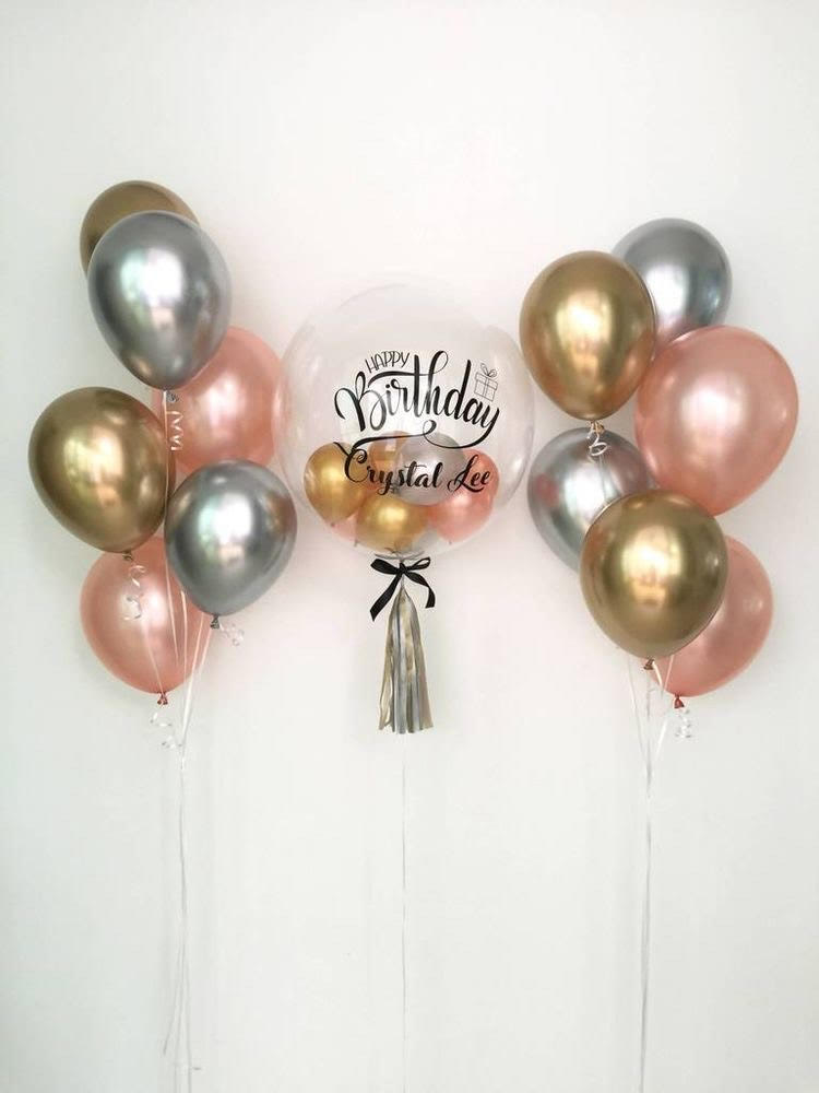 Bubble Balloon Bouquet- Rose gold, silver and gold