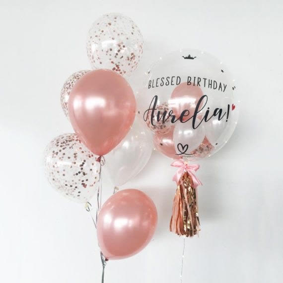 Customized bubble Balloon Bouquet- Rose Gold