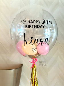 Customized bubble balloon- pink, peach and gold