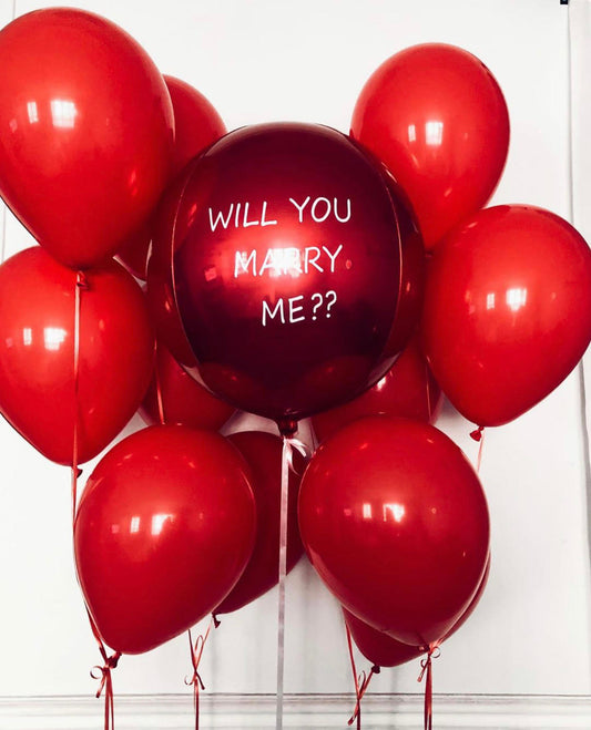 Red customized orbz with bouquet- Valentines special