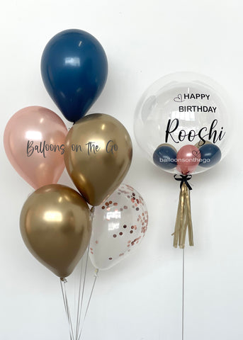 Rose Gold and Navy Balloon Bouquet