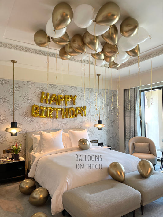HAPPY BIRTHDAY setup- White and Gold