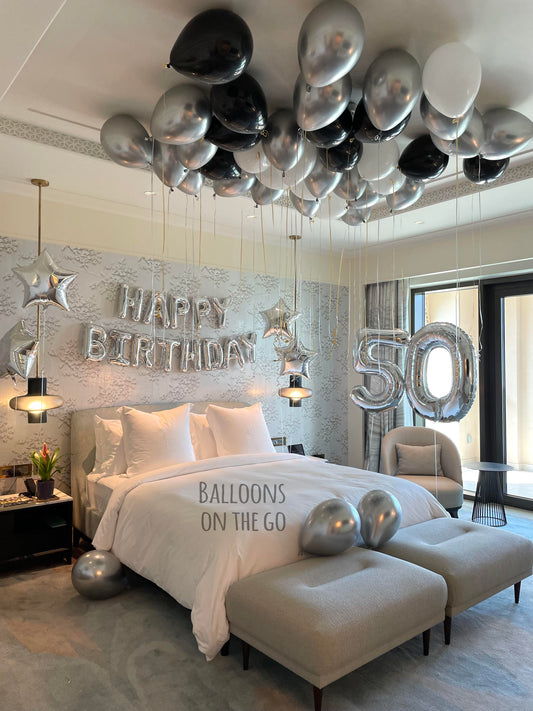 Birthday Setup-Black, White and Silver